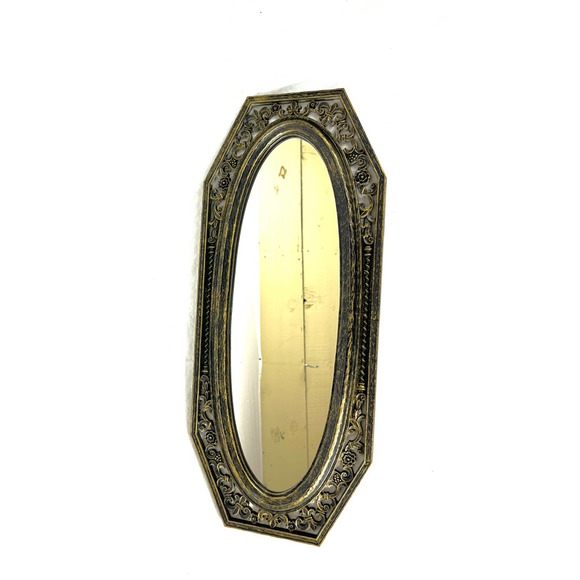 Vintage MCM 1964 Mirror Painted Plastic 22"x9" Flowers Fleur De Lis Motif - Picture 4 of 8